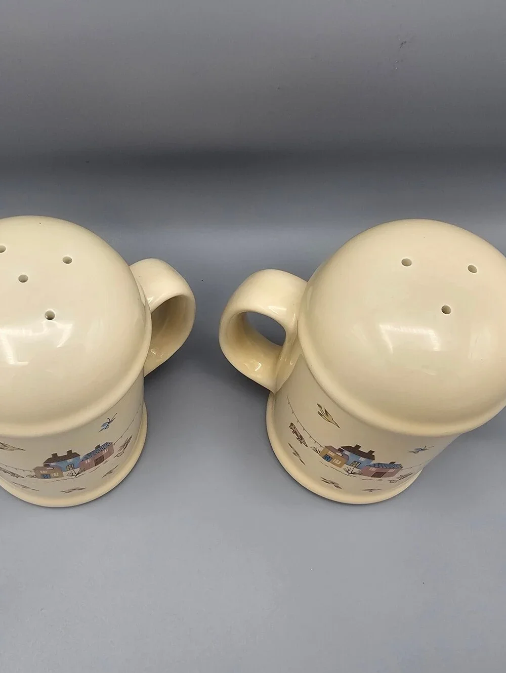 Vintage Ceramic Salt and Pepper Shakers with Cottage Design